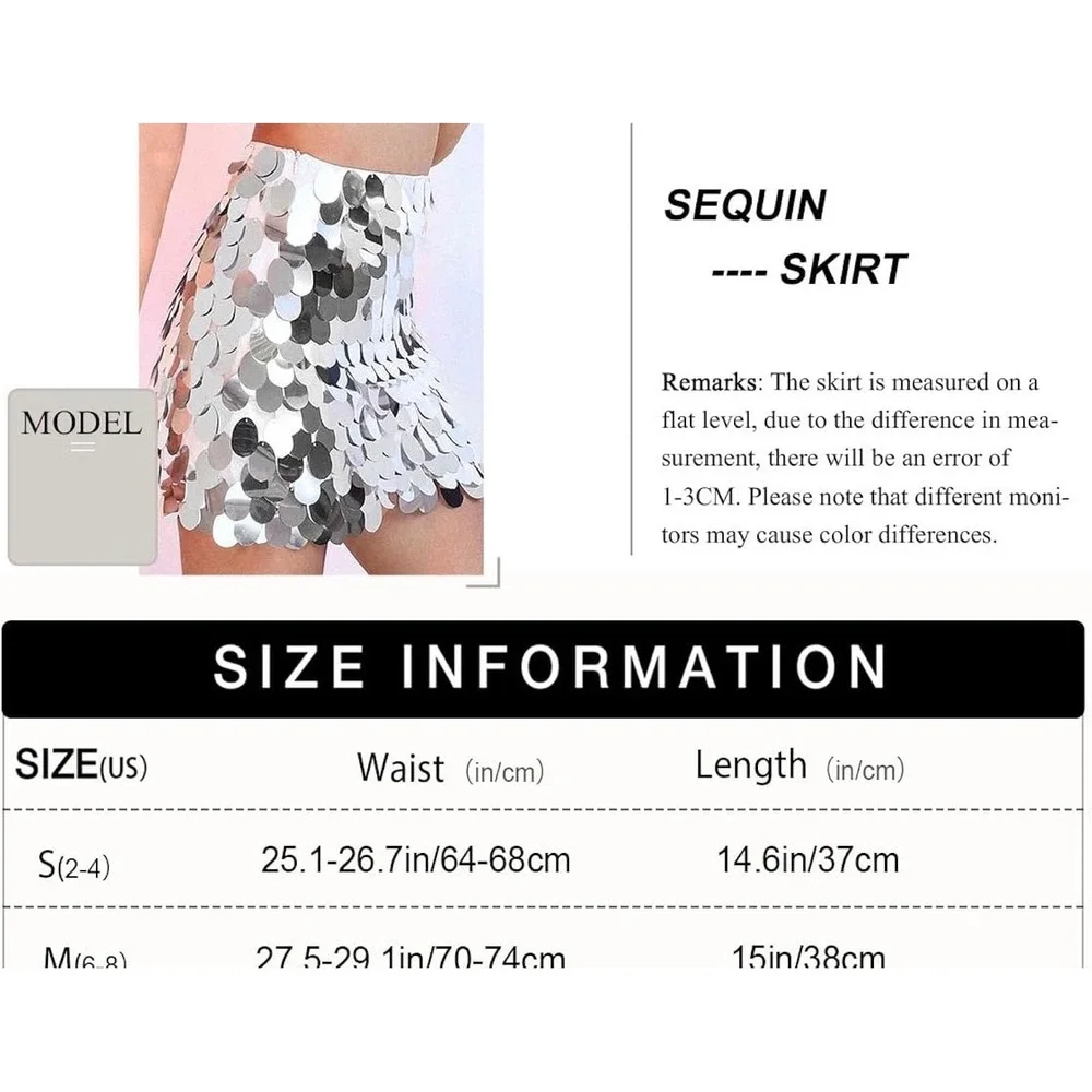 NWT Sparkly Silver Large Sequin‎ Mini Skirt - Small